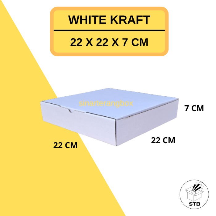 

22 X 22 X 7 CM KARDUS BOX PUTIH DIE CUT WHITE KOTAK PACKING AKSESORIS BAJU MAKANAN PIZZA HIJAB KUE KADO HAMPERS E FLUTE