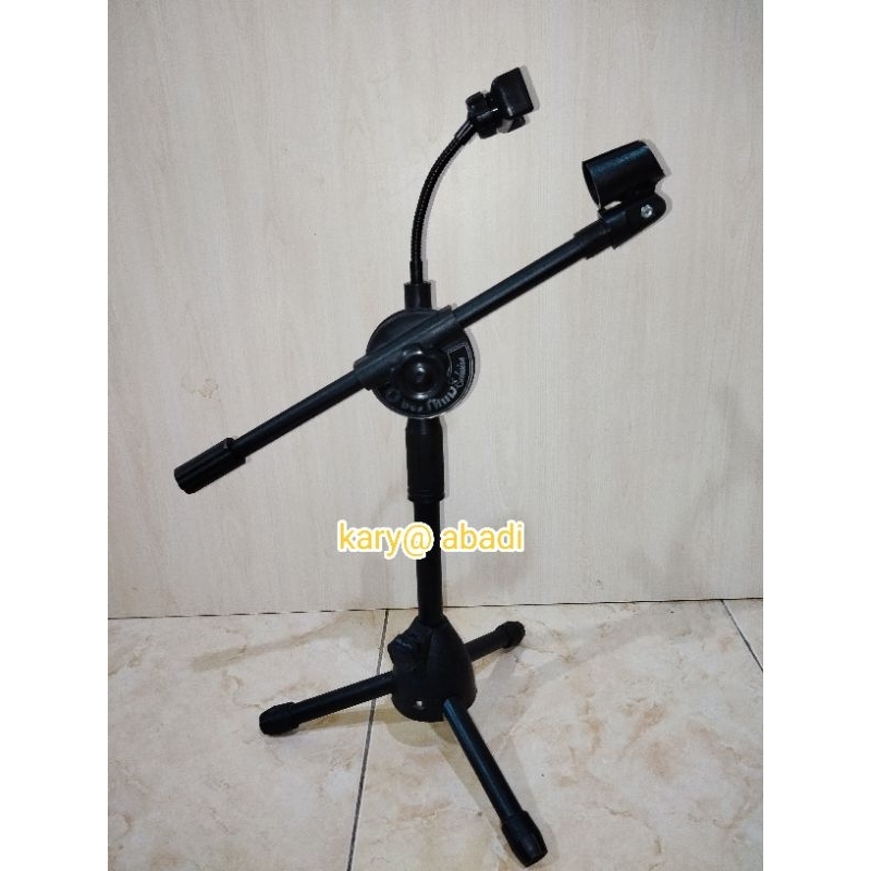 Stand mic pendek BESTAND double holder..holder mic + holder HP