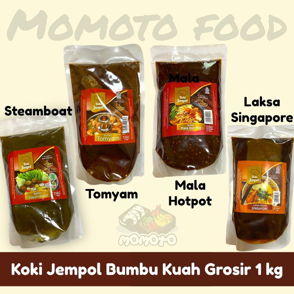 

Koki Jempol 1 kg Bumbu Tomyam / Suki / Steamboat / Mala / Laksa Kemasan Grosir Horeca