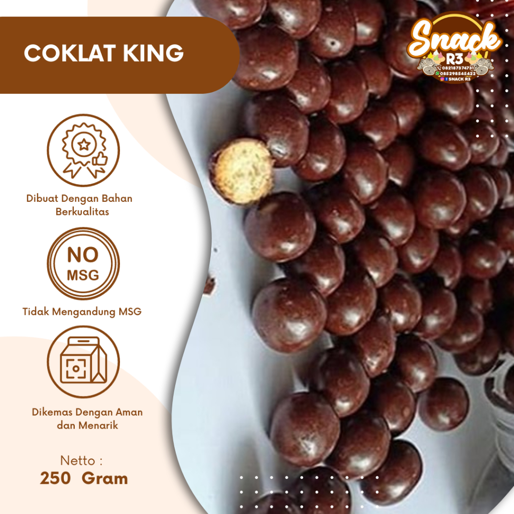 

D'King Bonibol Biskuit Salut Coklat Bentuk Bola Mini Snack Manis Renyah Praktis Camilan Makanan Ringan 250 Gram Enak