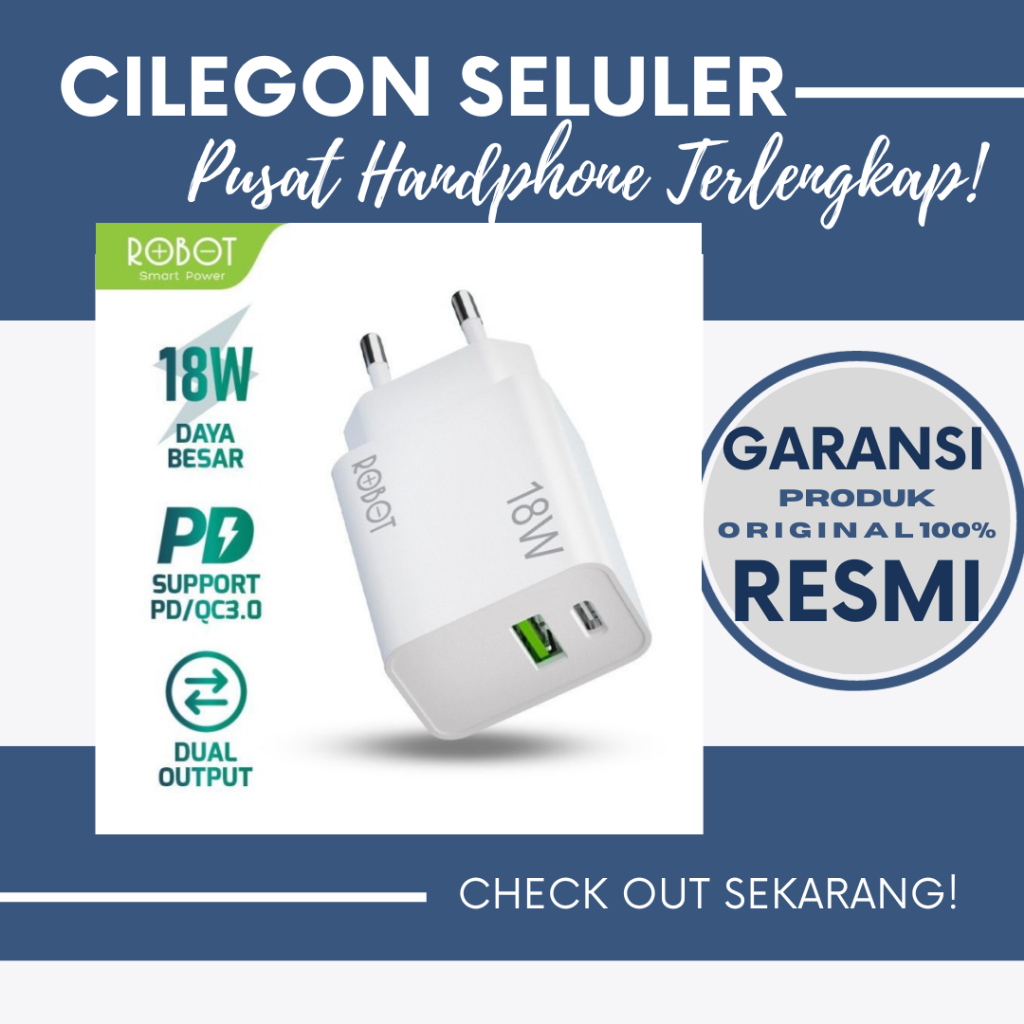 Robot RTF2 PD QC3.0 18W Batok Charger Adaptor USBA