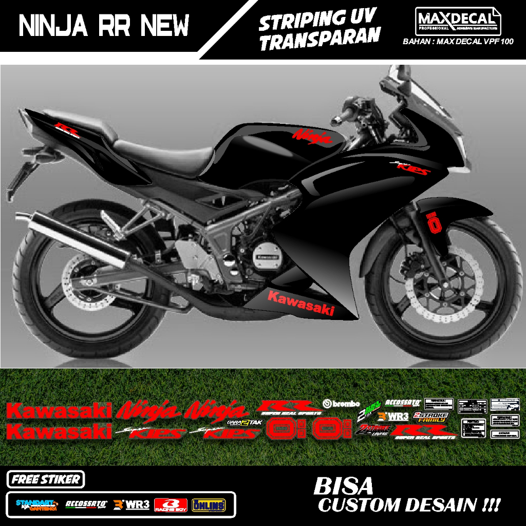 STIKER STRIPING TRANSPARAN NINJA RR NEW FACELIFT LIS STICKER UV SEMI FULL VARIASI DESAIN RACING MODE