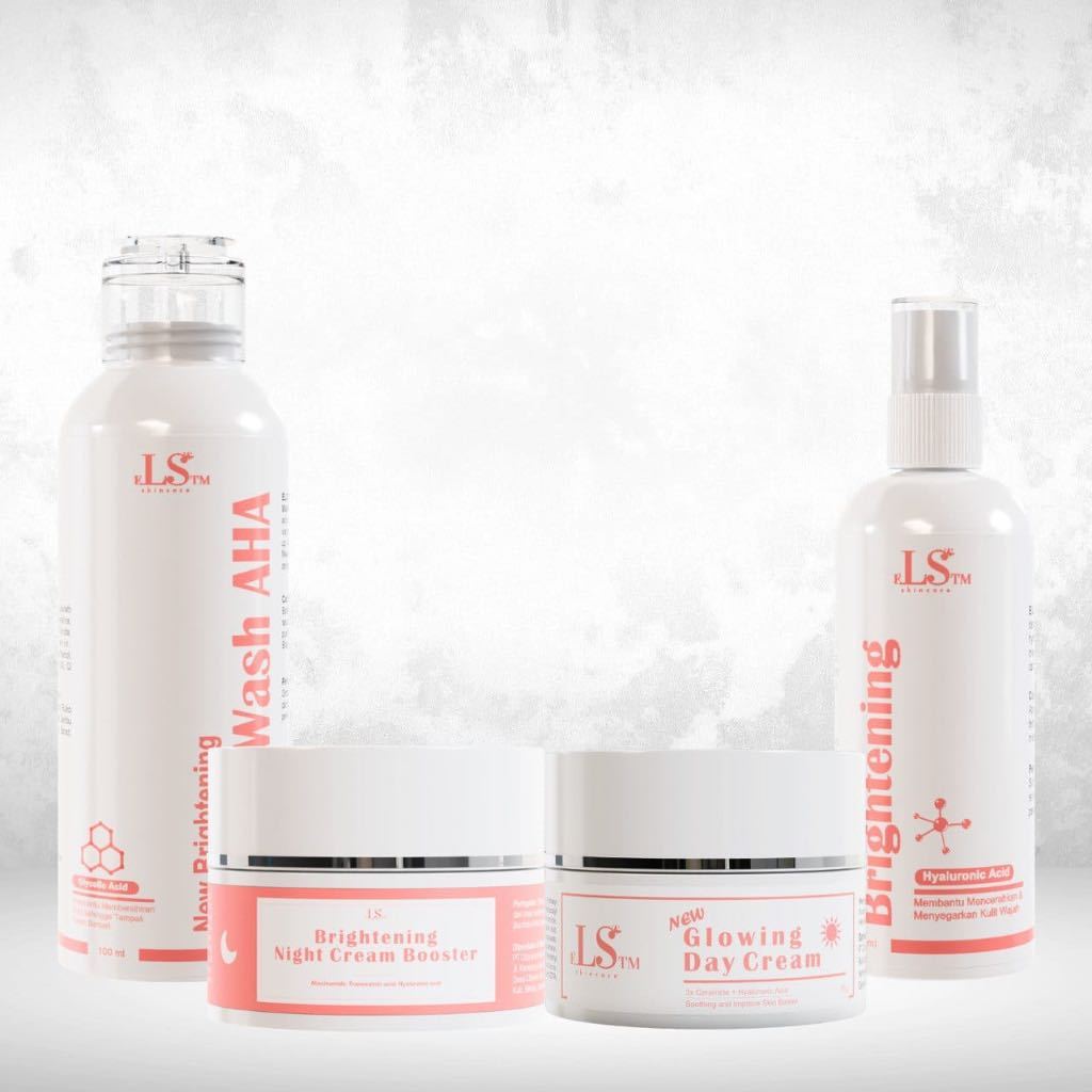 LS SKINCARE Paket Lengkap Basic & Booster Kulit Susah Putih Whitening Glowing Brightening Krim Pemut