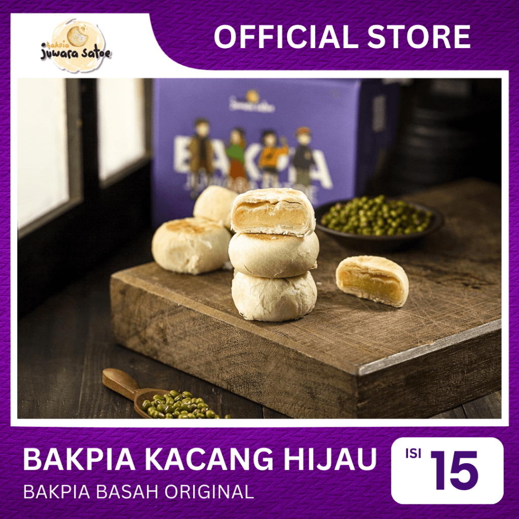 

[ ISI 15 ] BAKPIA BASAH KACANG HIJAU ORIGINAL - BAKPIA JUWARA SATOE OLEH OLEH KHAS JOGJA