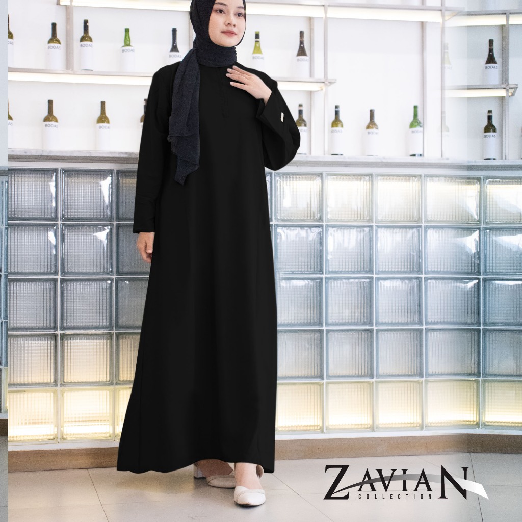 (BISA COD) ZAVIAN GAMIS WANITA MODEL ABAYA MECCA / ABAYA HITAM / ABAYA WOLPIS PERMIUM