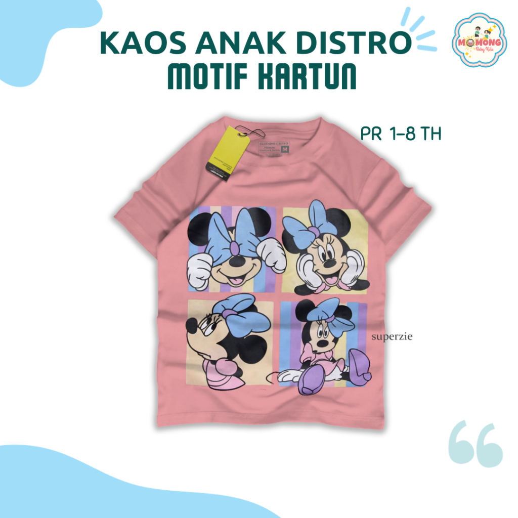 Baju Kaos Anak TShirt Distro Perempuan Motif Kartun Terbaru Grosir Tanah Abang Lucu Trendi Kekinian 