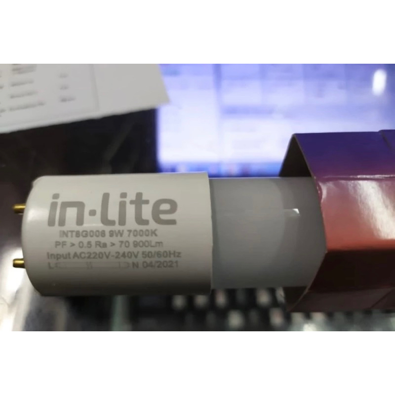 Lampu TL LED 9 Watt Inlite T8 LED Kaca 60cm Putih / Kuning