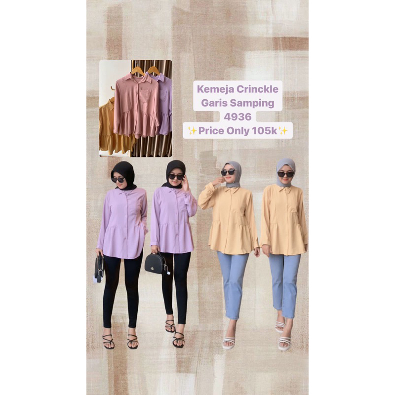 Kemeja Crinkle Garis Samping 4936