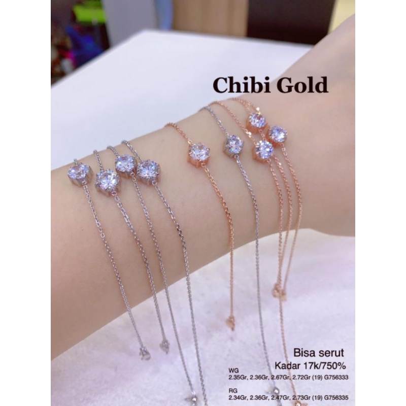CHIBIGOLD - Gelang tangan serut soliter gelang tangan solitaire emas 750 kadar 17k - CHIBI gold