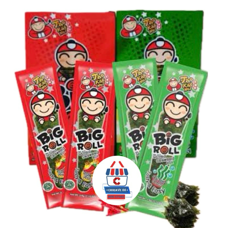 

Tao Kae Noi Big Roll - Nori Grilled Seaweed Roll - Classic - Spicy Flavour 3.6g & 43.2g (12 x 3.6g)