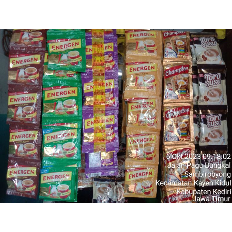 

Energen Renteng Coklat,Vanila,Kacang ijo 32gr 1 Renteng isi 10Pc