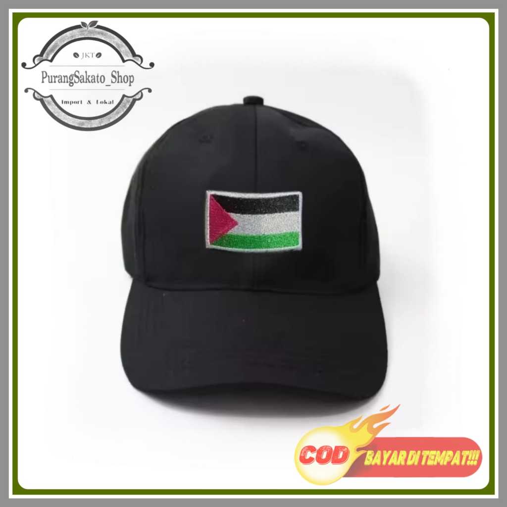 Topi Baseball Unisex Bordir Palestina Bahan Drill // Topi Distro Logo Palestina Higt Quality.