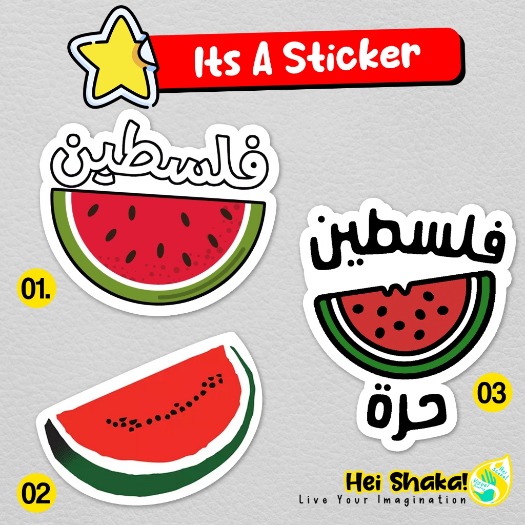 

Stiker Semangka Palestine Watermelon Sticker Simbol Bendera Perjuangan Palestina Bahan Vinyl Anti Air