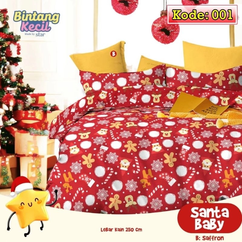 Sprei Katun Motif Santa Jingle Natal
