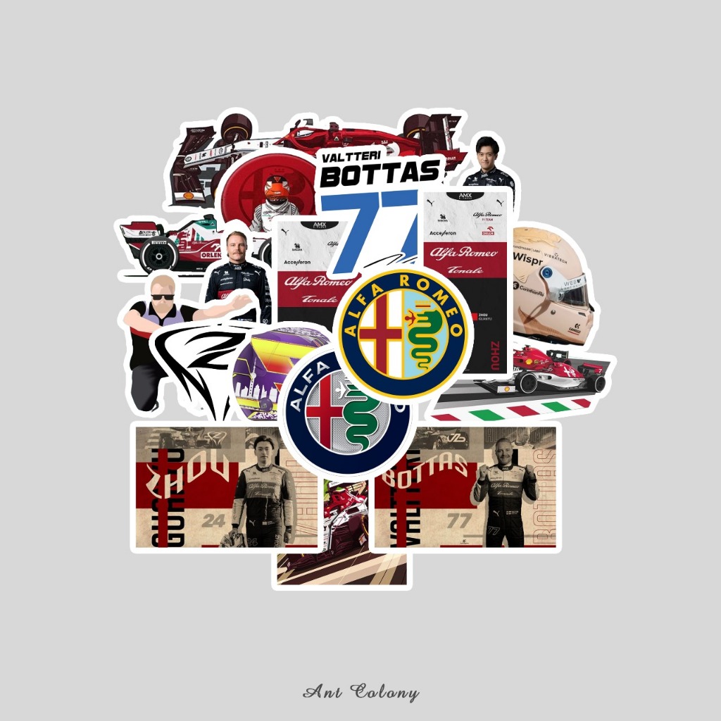 Stiker Pack Formula 1 F1 Sticker Vinyl Doff Laminasi | Sticker Alfa Romeo