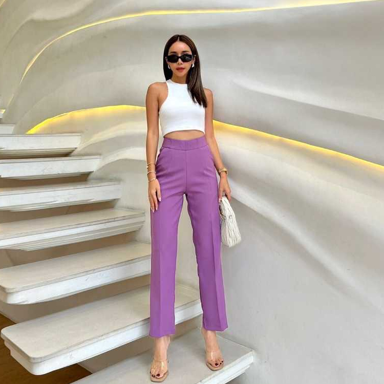 Promthong (พรหมทอง) PZB79 Celana High Waist 7/9 Zipper Belakang Wanita Part 2/2