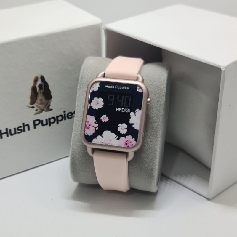 jam tangan wanita hush puppies flower kotak digital tali rubber jam tangan karet  jam tangan cewe wa