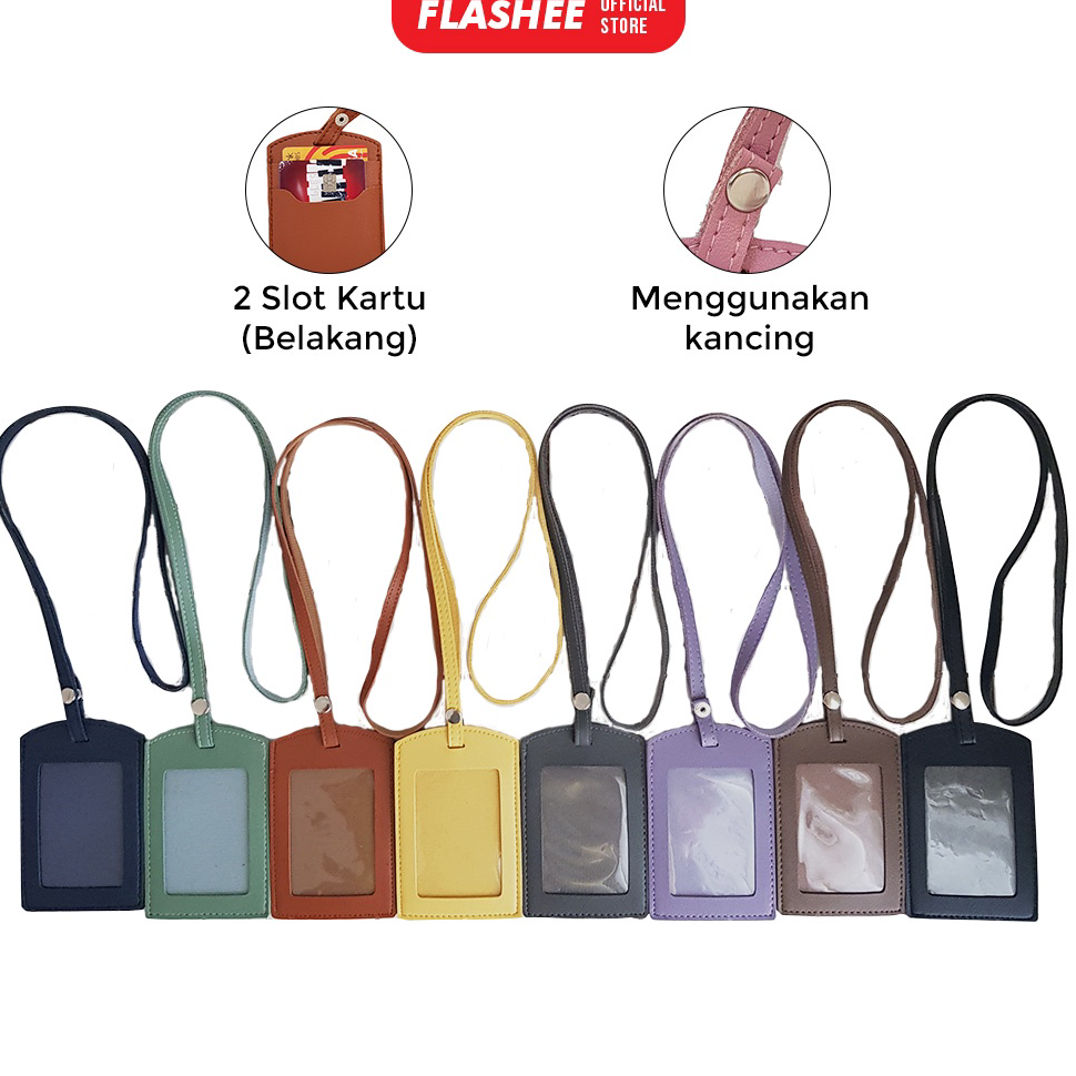 

11.11 SALE ID Card Tag Kancing Name Tag Kancing ID Holder Card Kancing Kulit Lanyard Kancing Termurah PU Leather Lanyard NameTag ID