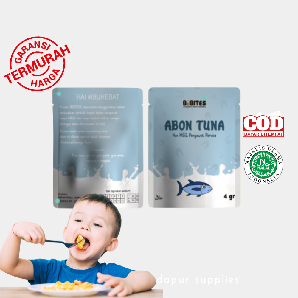 

Abon Ikan Tuna Abon Mpasi Bayi 4gr / Abon Ikan Tuna Sachet Sehat Tanpa Pengawet / Abon Bayi Non MSG