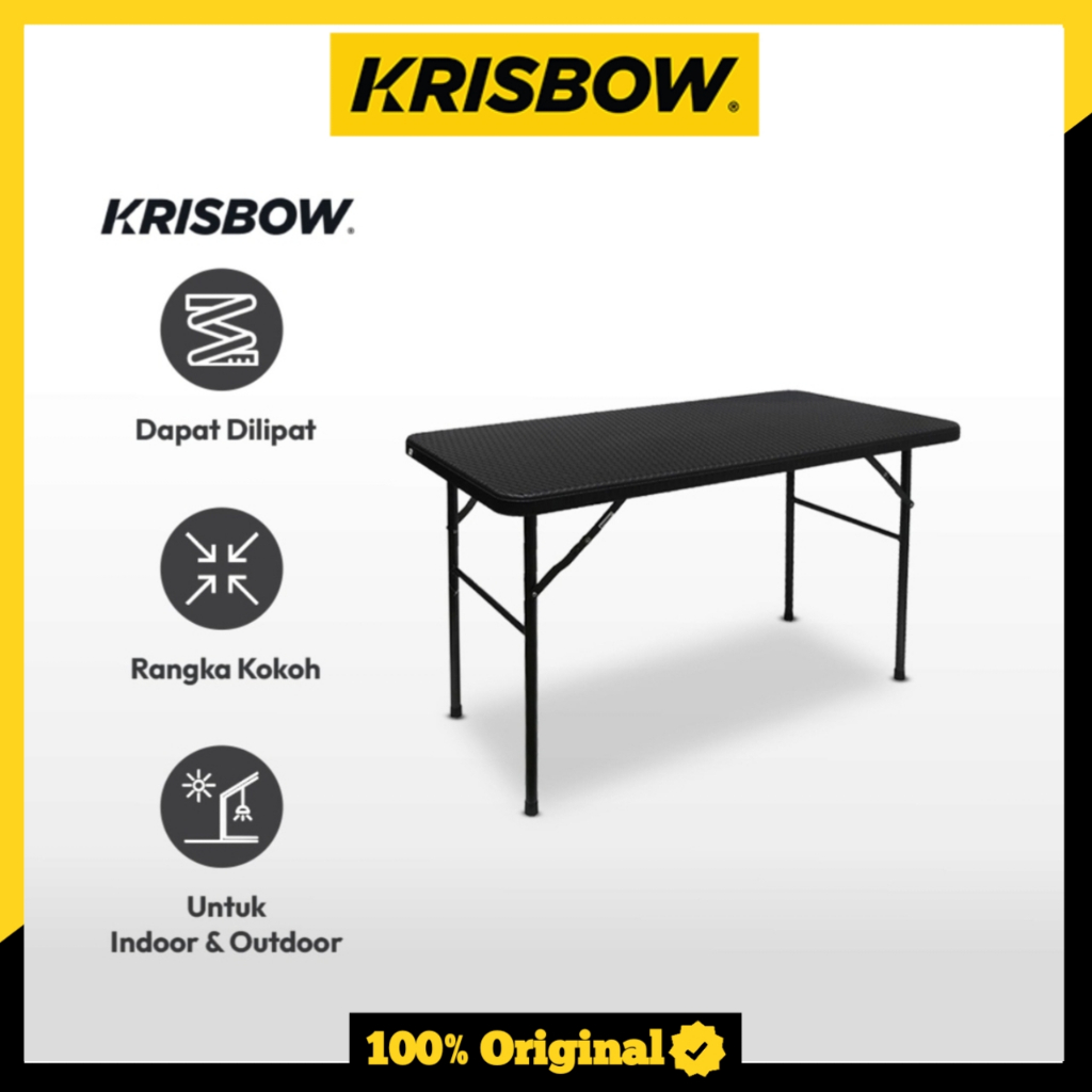Krisbow Meja Lipat Rotan 122 Cm - Hitam