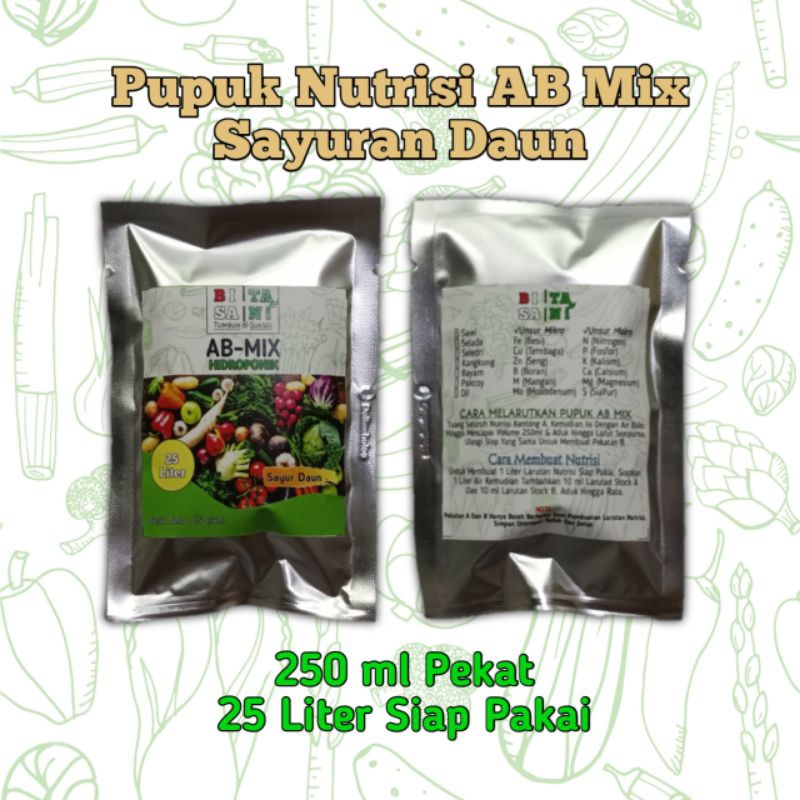 Pupuk Nutrisi AB Mix Hidroponik Sayuran Dan Buah 60 Gram Untuk 25 Liter Air
