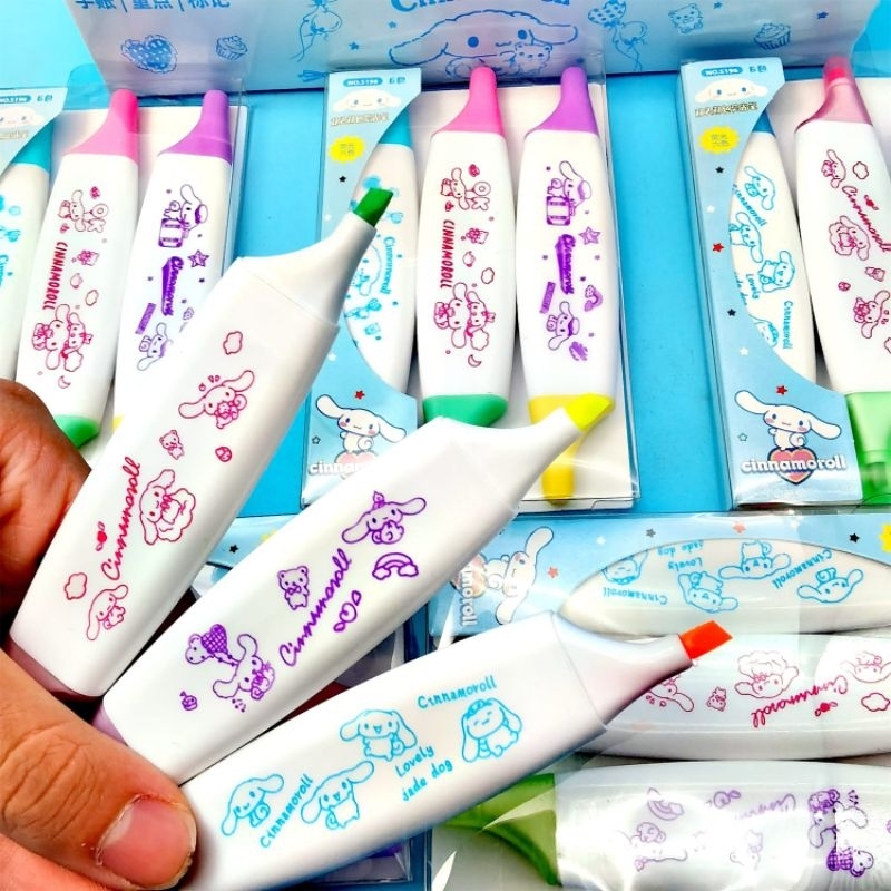 

Ay00! Stabilo Cinnamoroll 3in1 Highlighter Sanrio 6 warna Textliner Penanda Warna