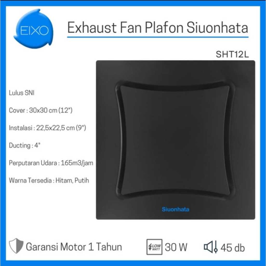 Exhaust Fan Plafon Ducting Kipas Hexos Hitam Black Siuonhata