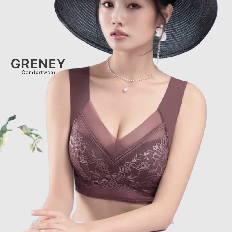 GRENEY-L.W.L-Seamless Sport Push Up Bra Jumbo Rompi Renda Bunga Big Size Tanpa Kawat Glabs_89482