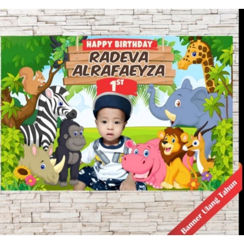 Spanduk / Benner / Background Ulang Tahun Custome Tema Zoo