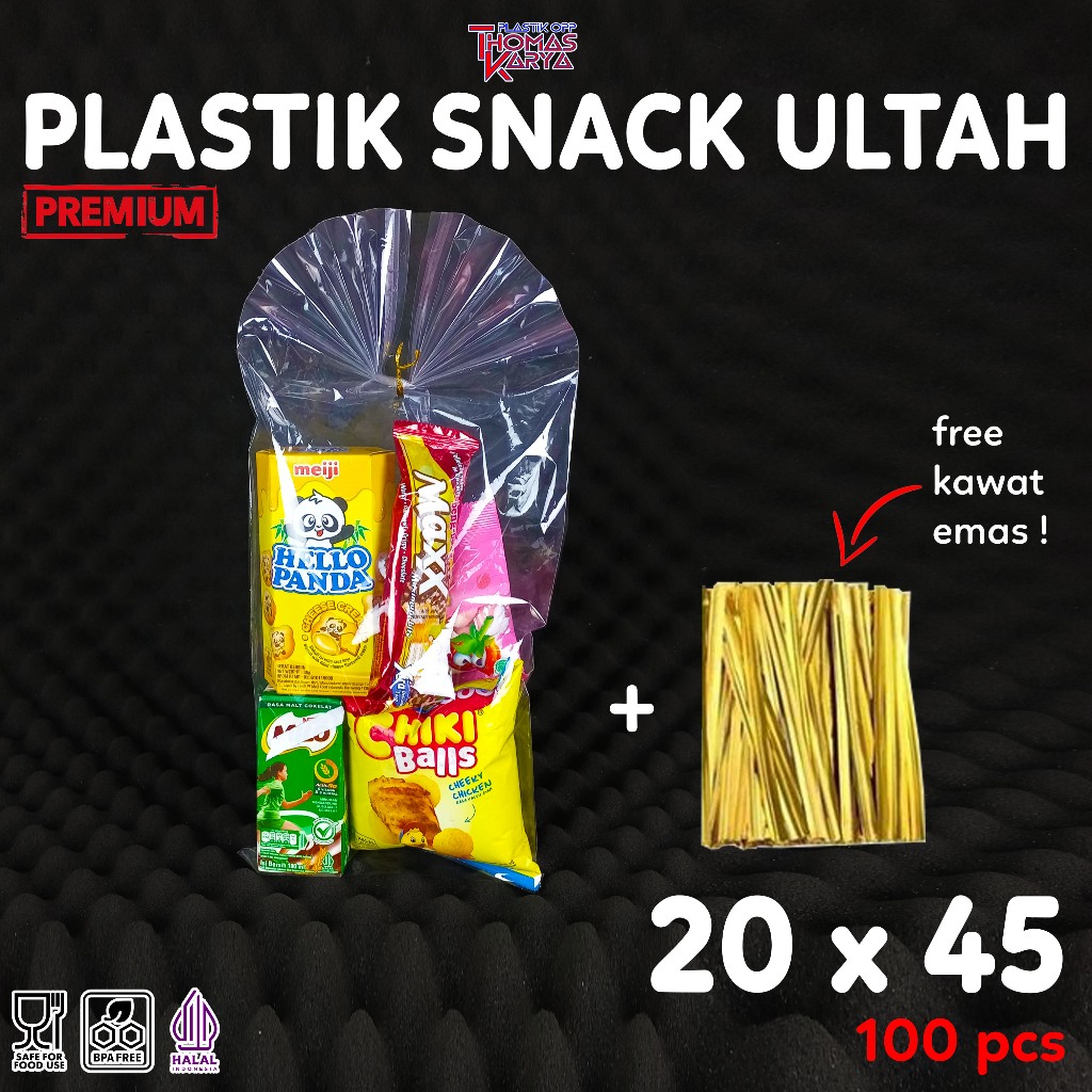 

Plastik OPP Ultah 20x45 Lem Polos isi 100 Kantong OPP Bingkisan Snack Ulang Tahun / Party Goodie Bag