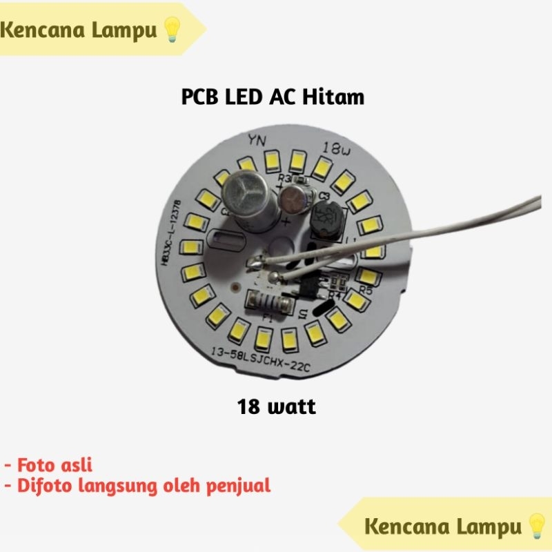 PCB LED AC Hitam 18 Watt