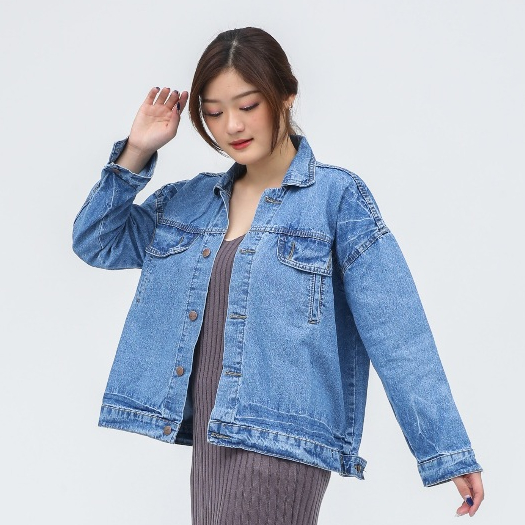 Jaket Jeans Wanita Oversize Blue / Jaket Jins Wanita / Jaket Wanita Kekinian