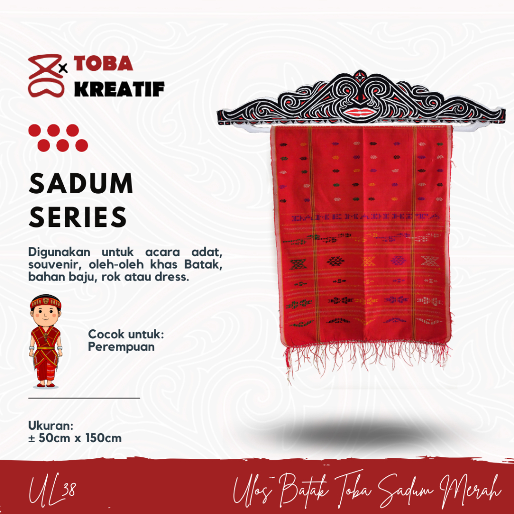 Kain Ulos Batak Toba Sadum Merah