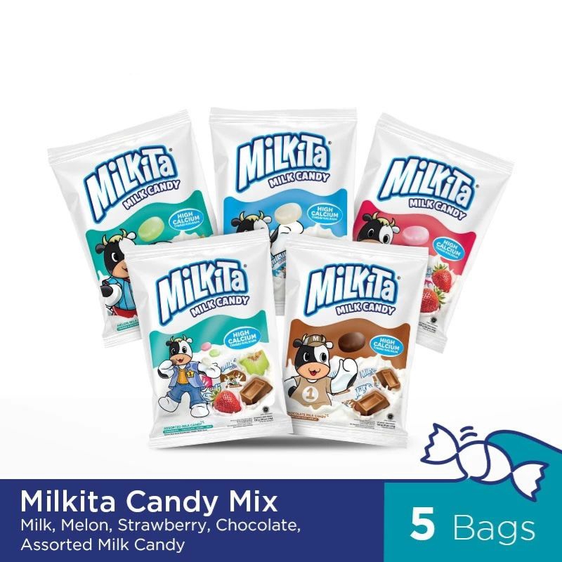 

Milkita Candy Bag (1 Bag isi 30pcs) - Permen Susu Premium Permen Rasa Susu Permen Susu Milkita - Milk Candy Premium - Permen Susu Aneka Rasa Coklat, Stroberi, Melon, Susu