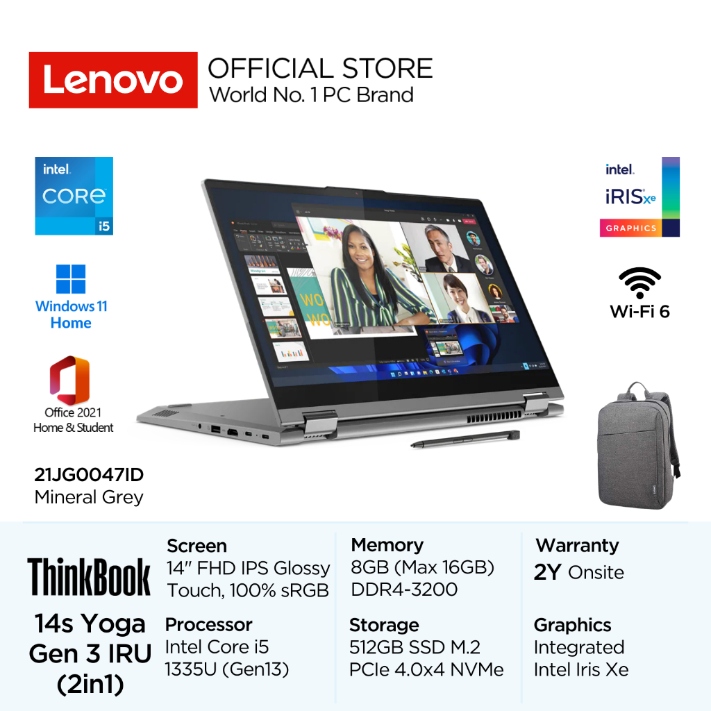 Lenovo 2in1 ThinkBook 14s Yoga Gen 3 IRU Intel Core i5 1335U Win11 8GB 512GB SSD 14" FHD IPS 100% sR