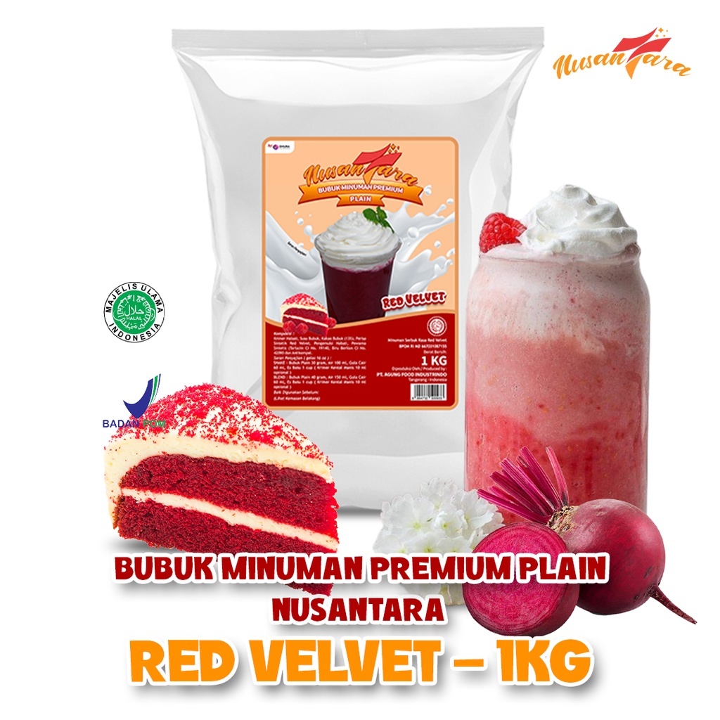 

Bubuk Minuman Premium Rasa Red Velvet 1KG / Red Velvet TANPA GULA - NUSANTARA POWDER - NUSANTARA