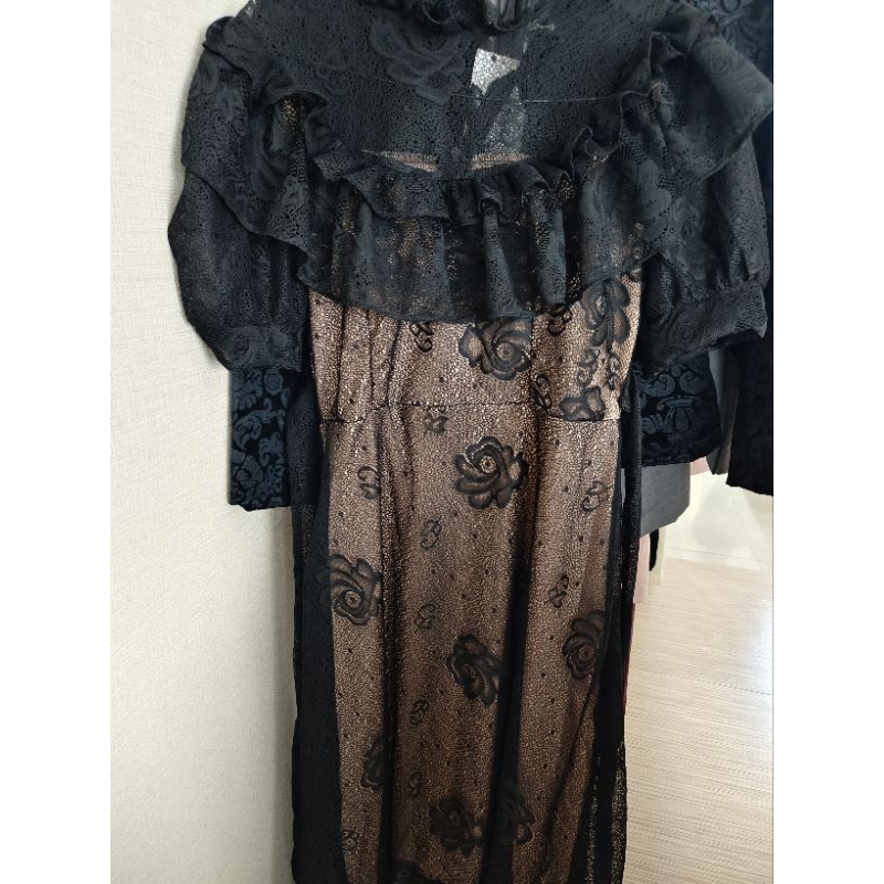 Premium Dress Hitam Brokat Napa BKK