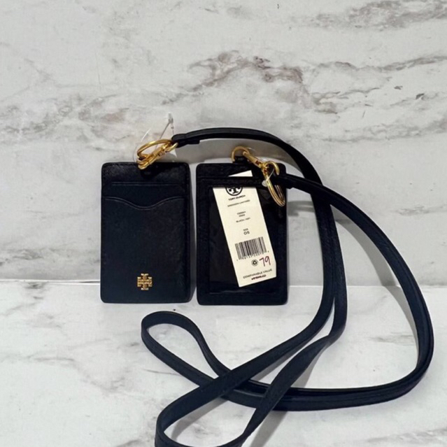 

LANYARD BRANDED ORIGINAL - Tory Burch Emerson Lanyard / ID Tag Card Case Leather