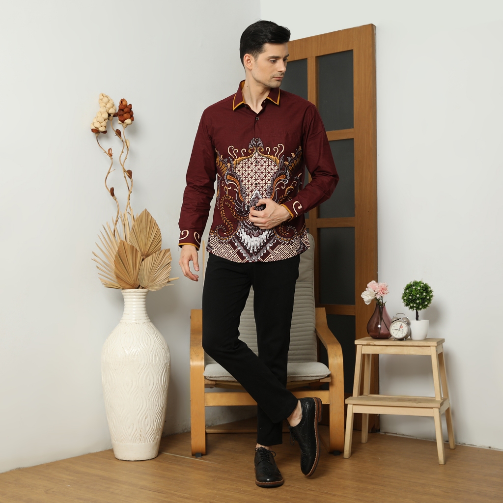 LUIGI RICCIO Kemeja Batik Pria Premium Lengan Panjang Best Seller Semi Formal Dewasa Slimfit Sampai 
