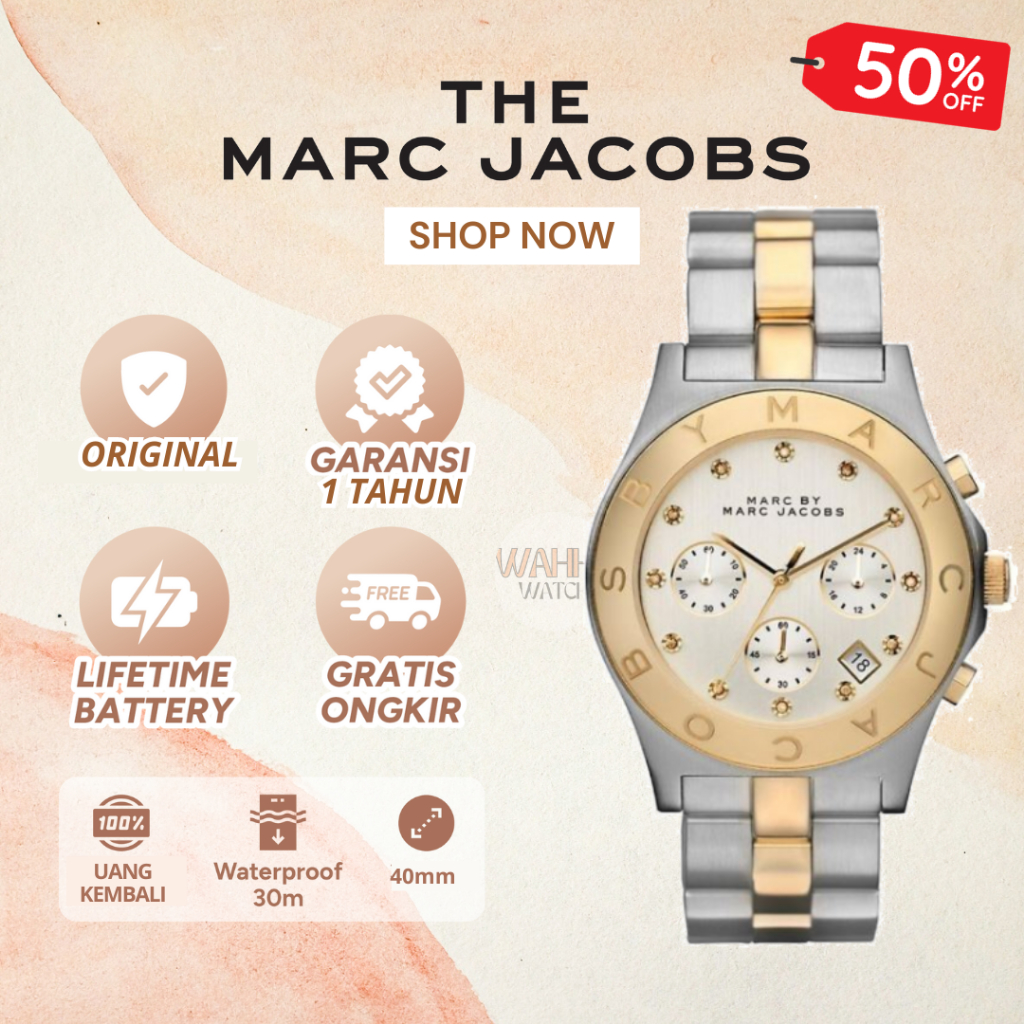 Jam Tangan Marc Jacobs MBM3177 White Dial Rose Gold - Tone Original