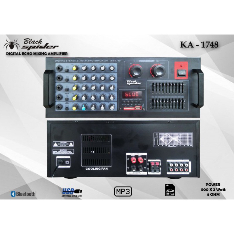 BLACK SPIDER KA1748 Amplifier Black Spier 1748 Ampli Karaoke Blackspider KA 1748