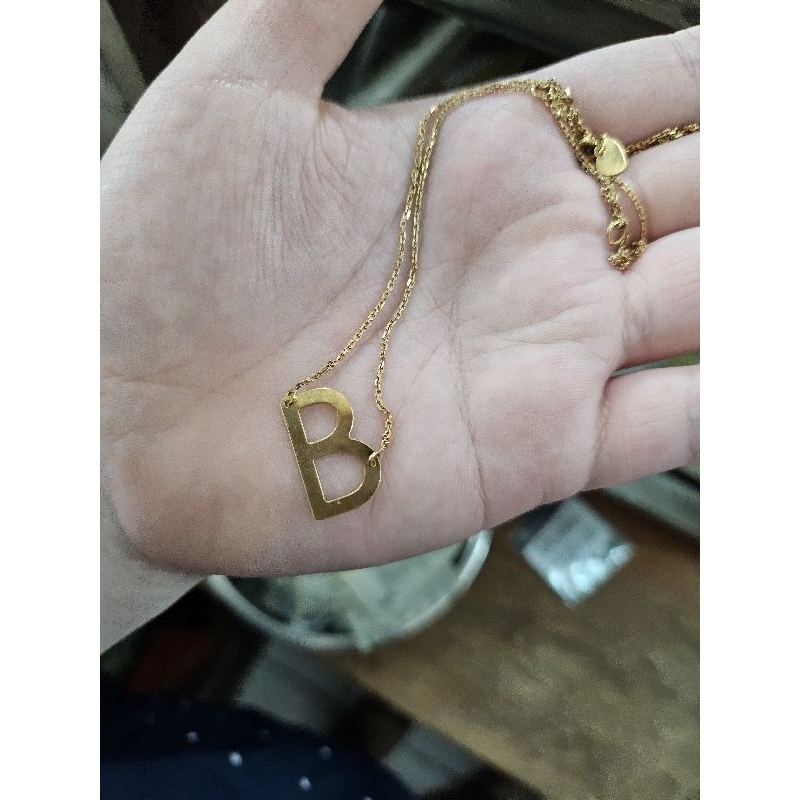kalung carendelano huruf alfabet inisial emas asli 700 70% 16k
