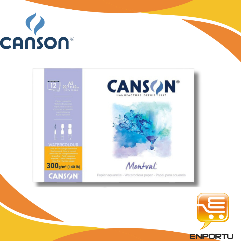 

CANSON Montval A3 Cold Pres 300gsm 12 Sheet/ Kertas Cat Air Watercolor
