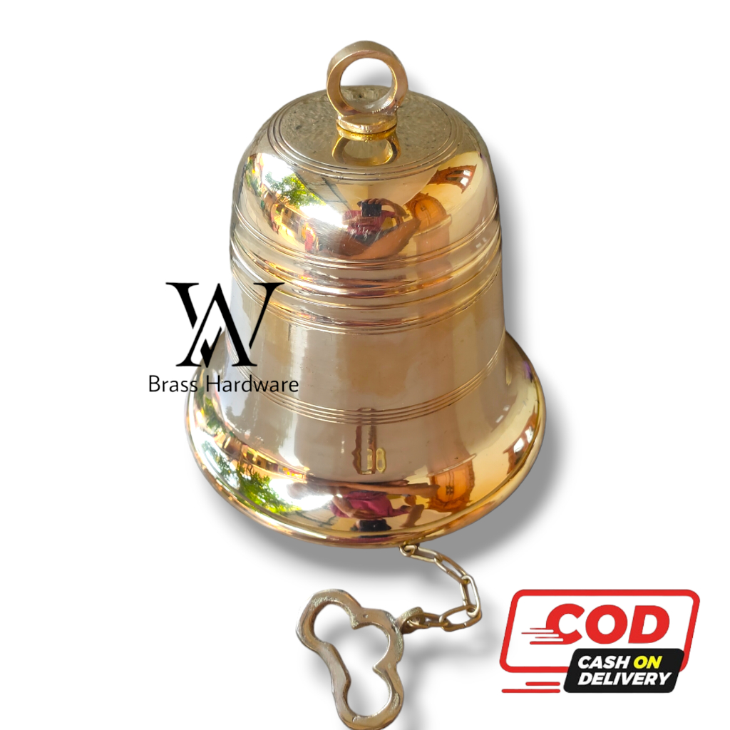 Bel Lonceng Pintu Rumah Kuningan Antik Diameter 15 cm Warna Kuning 1 Pcs