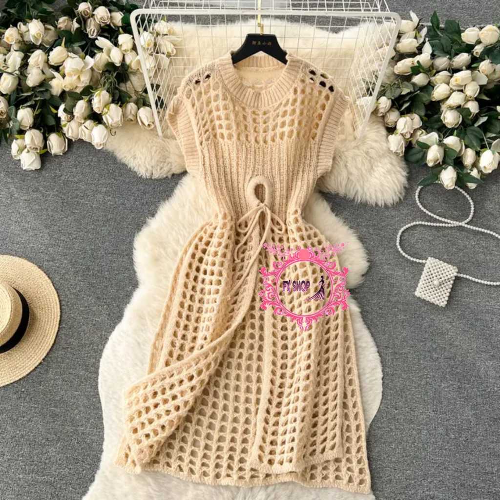 FX SHOP ATASAN TUNIK JARING O RAJUT PREMIUM + INNER