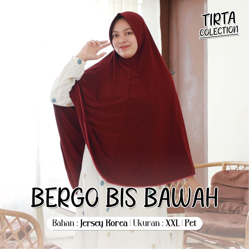 cod,jilbab bergo TIRTA bis bawah size XXL hijab instan sorong bahan Jersey Korea premium Khimar pet 
