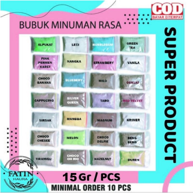 

PROMO BUBUK MINUMAN RASA 15 GR SUPER PRODUK / SERBUK MINUMAN ANEKA RASA / BUBUK MINUMAN KEKINIAN/ POWDER DRINK