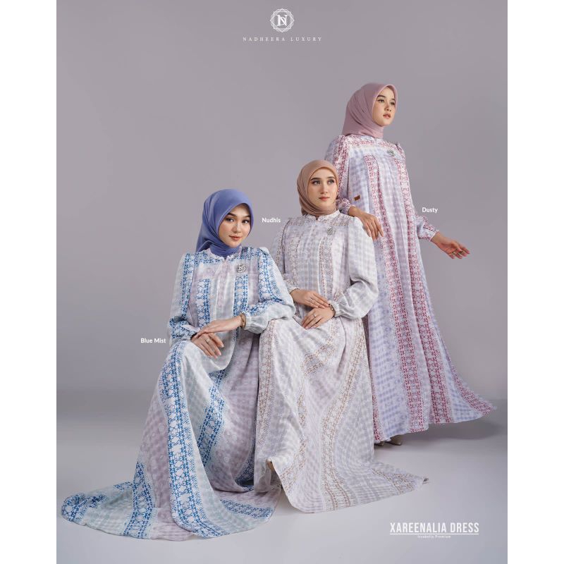 Xareenalia Dress Terbaru By Nadheera Luxury Gamis Busui Motif Size Kecil sampai Jumbo