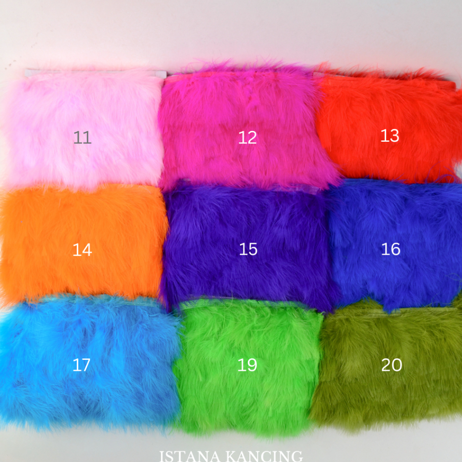 Model Baru Aplikasi Bulu Lembut Halus Turki Turkey Fluff  Feathers 9cm Bordir Renda