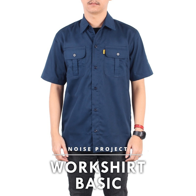 Noise Project Kemeja Workshirt Polos Kemeja Kerja Kemeja Casual Kemeja Polos Workshirt Polos Navy